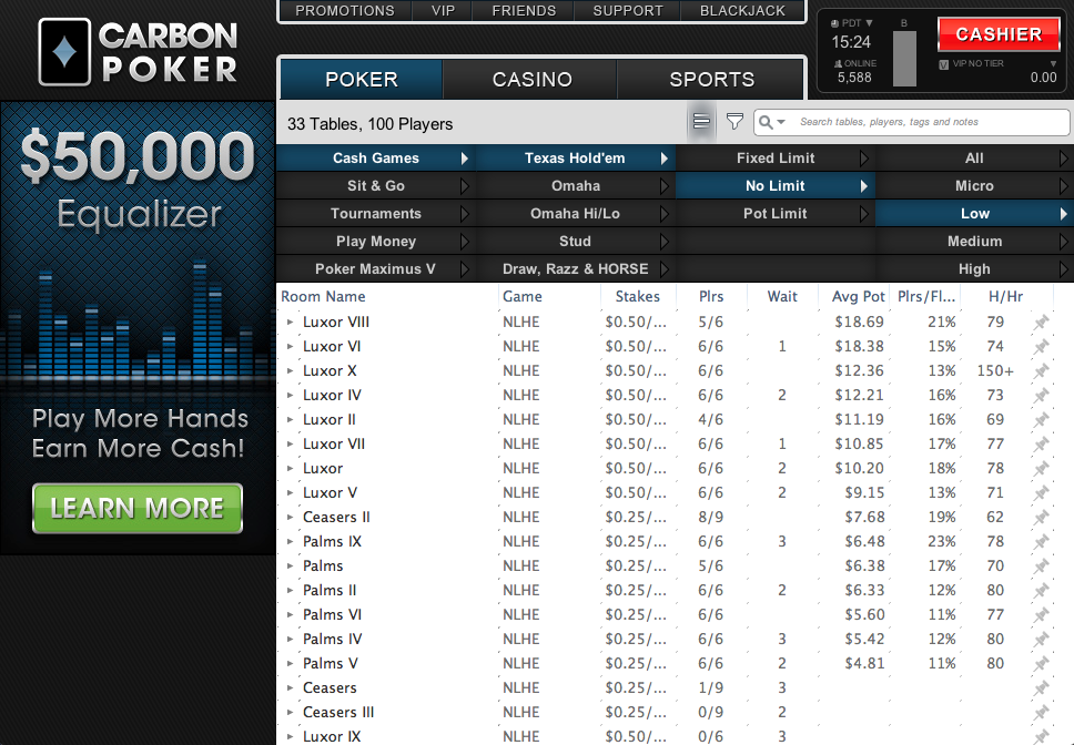 Carbon Poker Lobby